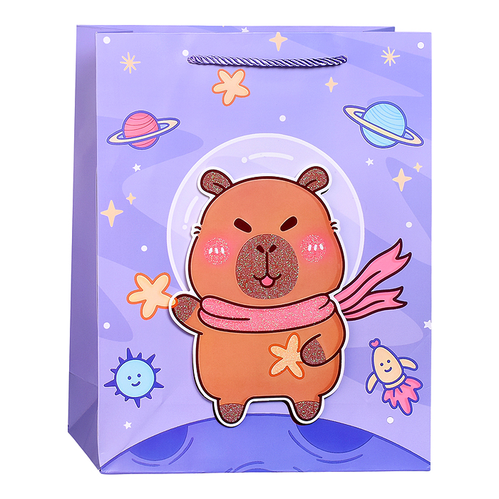 Пакет подарочный 00-7456 "Волшебный сюрприз. Капибара" 26*10*32см 