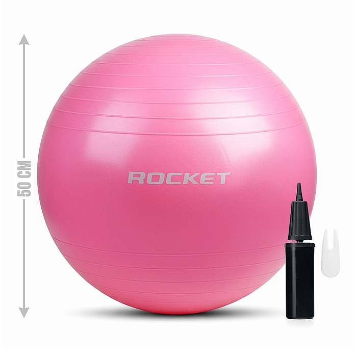 Фитбол 50см ROCKET R0216 Антивзрыв, цвет розовый (50-55см 600г)