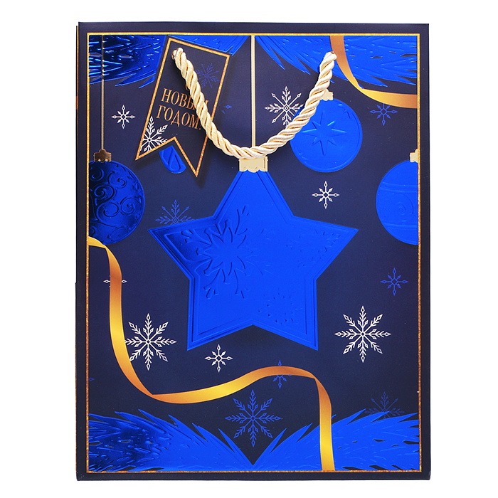 Фото к товару Бумажный пакет для сувенирной продукции с голографией и тиснением, с шириной основания 18 cм Бумажный пакет для сувенирной продукции с голографией и тиснением, с шириной основания 18 cм