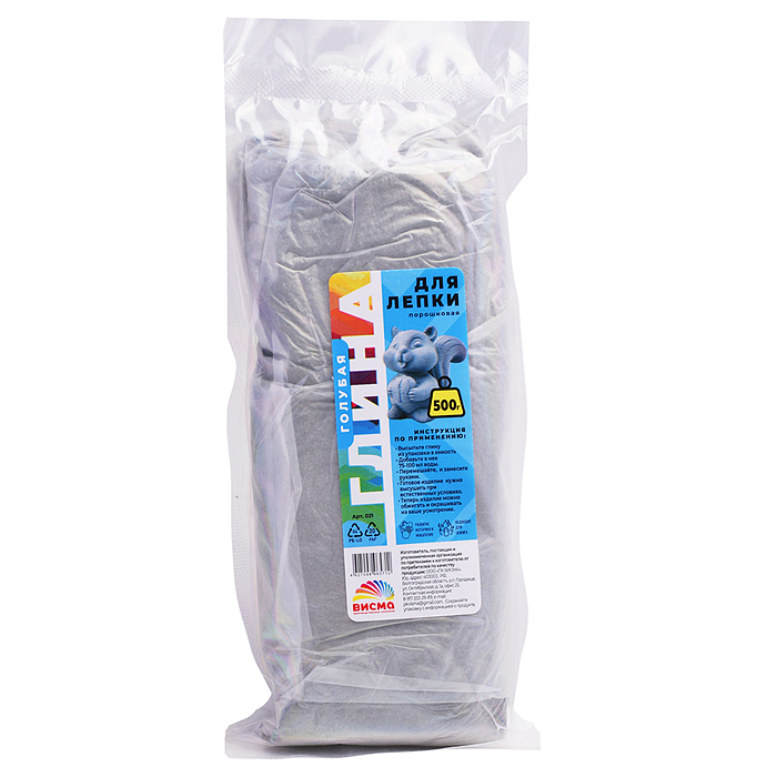 Глина для лепки порошкова, голубая 500 гр, 