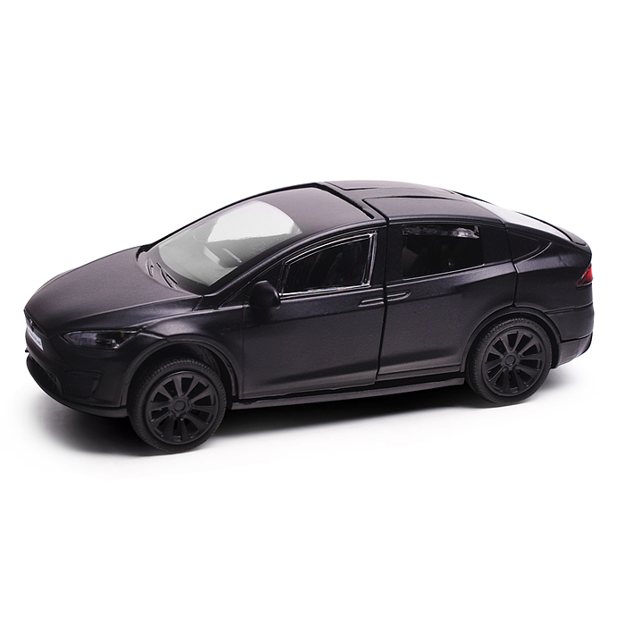 Машина металл. свет-звук tesla model x plaid 12 см, двери, черный мат, в коробке 