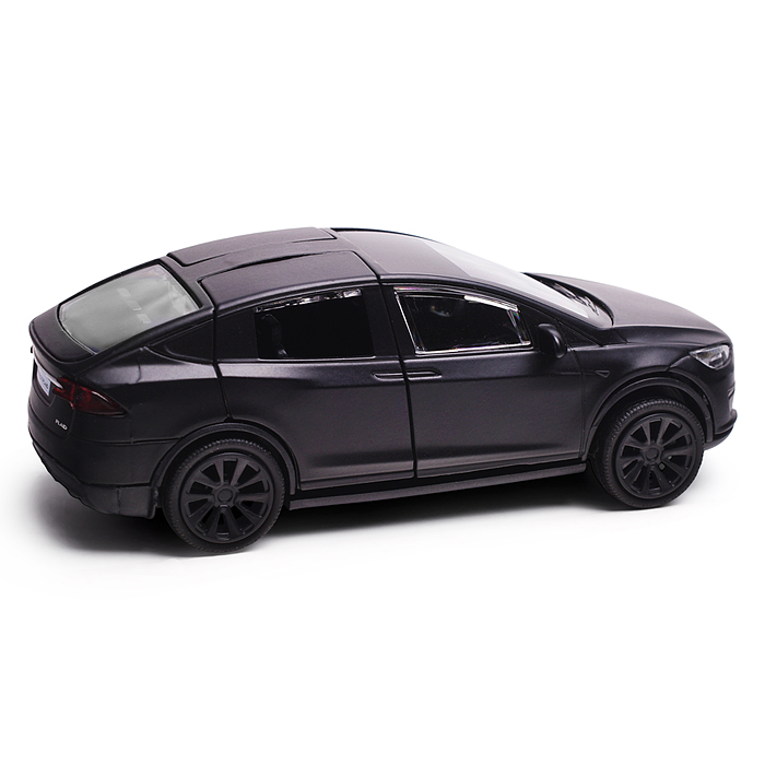 Машина металл. свет-звук tesla model x plaid 12 см, двери, черный мат, в коробке 