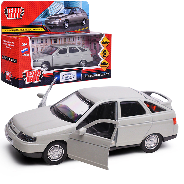 Машина металл. ваз-2112 12 см, двери, багаж, светло-коричневый, в коробке