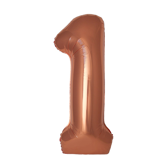 Шар (40''/102 см) Цифра, 1 Slim, Бронза, Металлик, 1 шт. в уп.