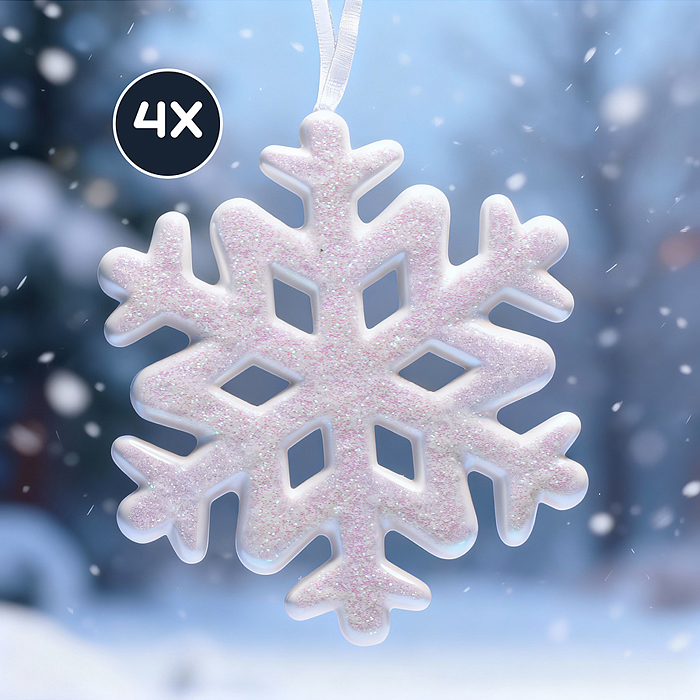 Набор новогодних украшений S2507 "Снежный карнавал" (4шт х 10см)