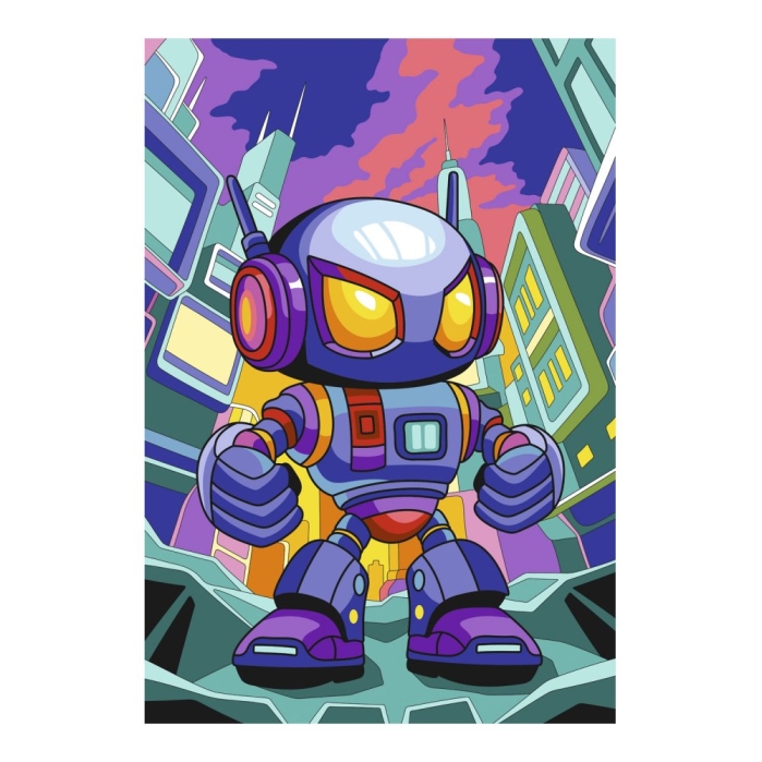 Картина по номерам на холсте 20х30 "Нео-робот"