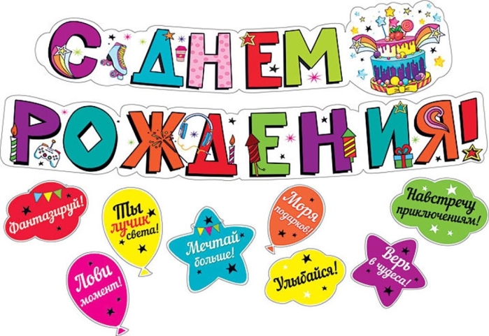 Гирлянда с пожеланиями "С днем рождения!" (Шарики)