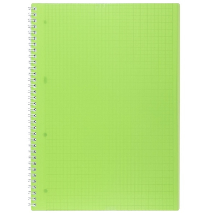 Тетрадь 80л. А4 клетка "Line neon" на гребне многоуровневая перфорация пластиковая обложка зеленая