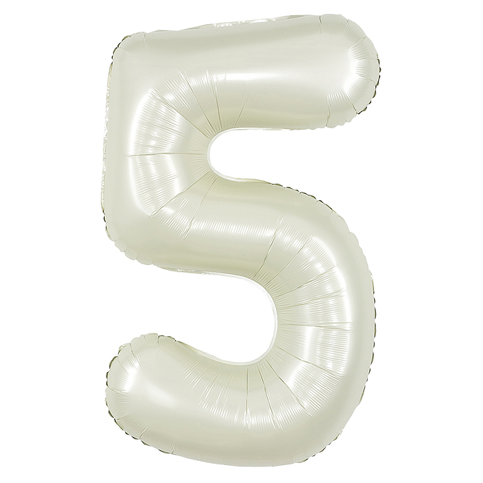 Шар (40''/102 см) Цифра, 5, Белый песок, Сатин, 1 шт. в уп.