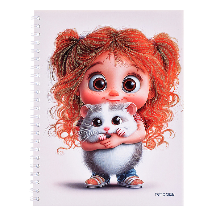 Тетрадь 48л. клетка "Малыши" на гребне, блестки