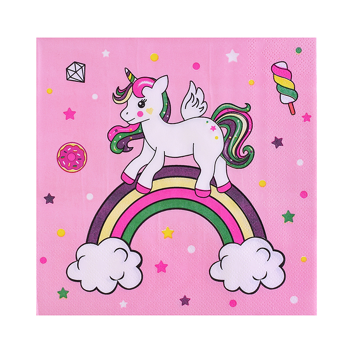 Набор посуды одноразовой 00-7470 "Единорог и радуга" салфетки (20 шт)