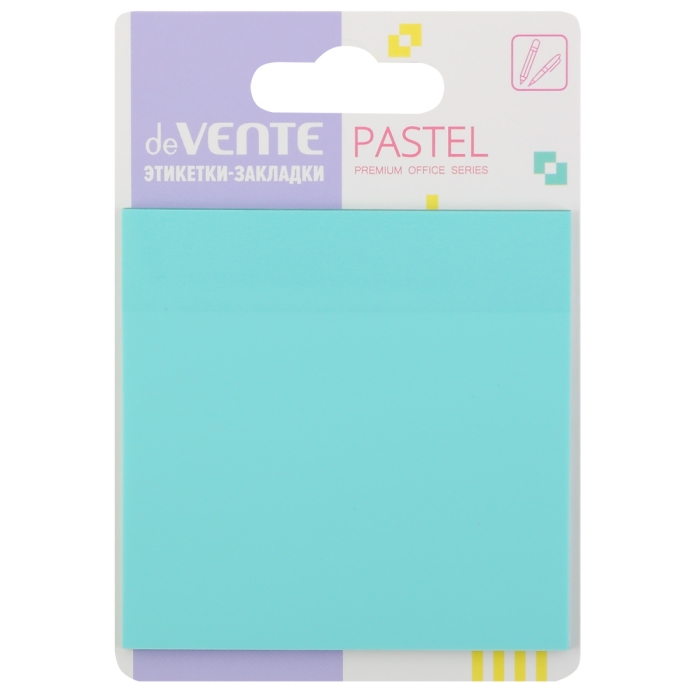 Самоклеящиеся этикетки-закладки "Pastel" пластиковые полупрозрачные, 76x76 мм, 50 листов, изумрудные