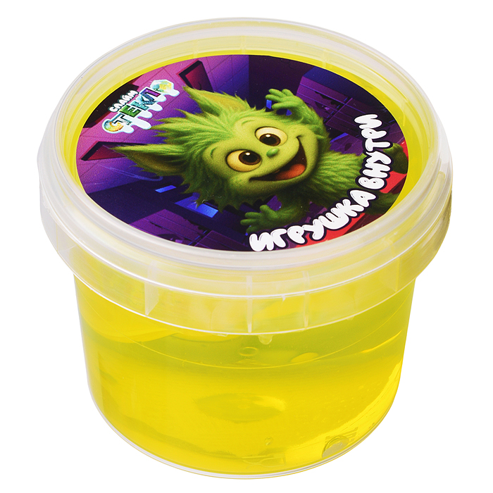 Слайм "Стекло" 90 гр Жёлтый с игрушкой