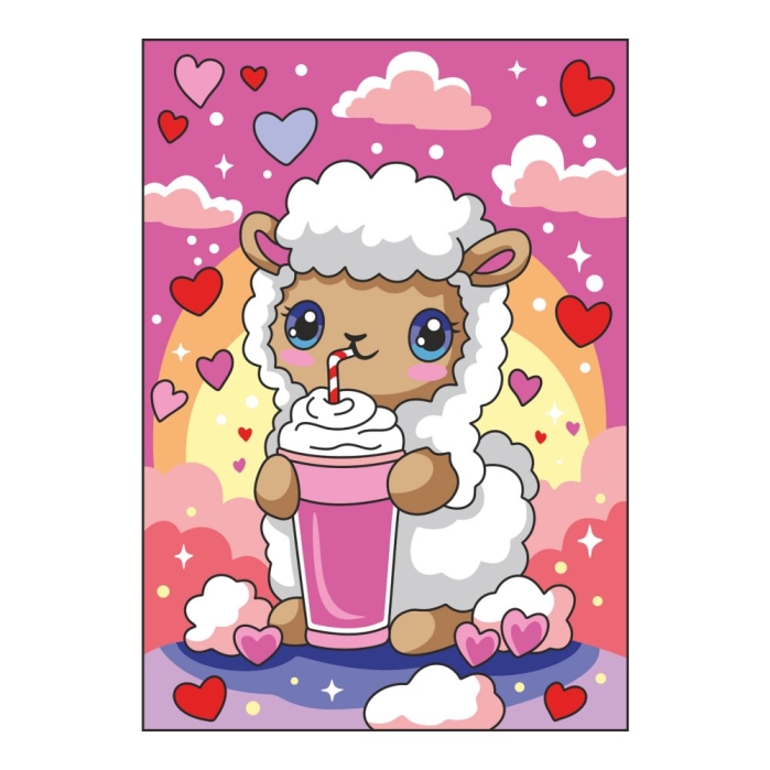 Картина по номерам для малышей на картоне 20х30 "Милая овечка"