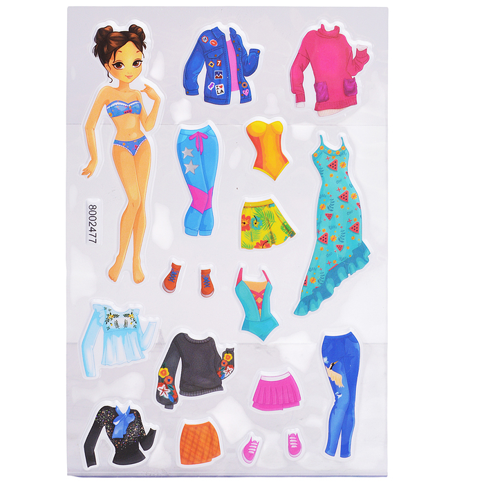 Наклейки мягкие "Одевайка модель" размер карточки 10x15 см, puff, объемные, многоразовые