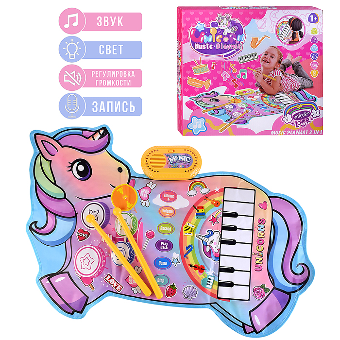 Коврик музыкальный RS-6130 "Единорог" в коробке