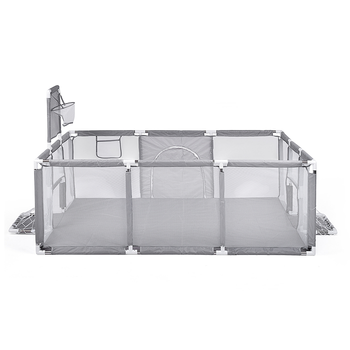 Манеж детский М11-2 прямоугольный с баскетбольным кольцом и воротами (120*180*60) цвет серый