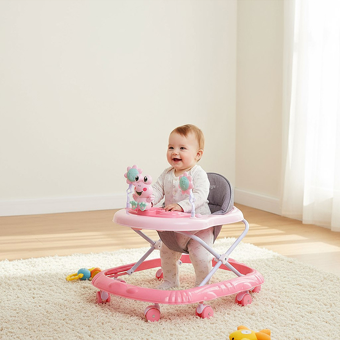 Ходунки 809S-1 "Веселый лягушонок" (цвет розовый)