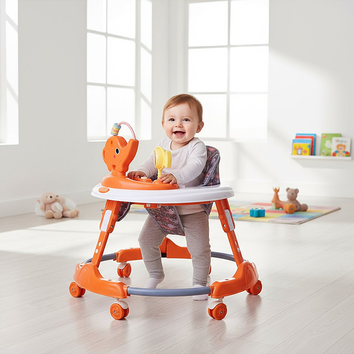 Ходунки 661DX-4 "Веселый слоник" (цвет оранжевый)