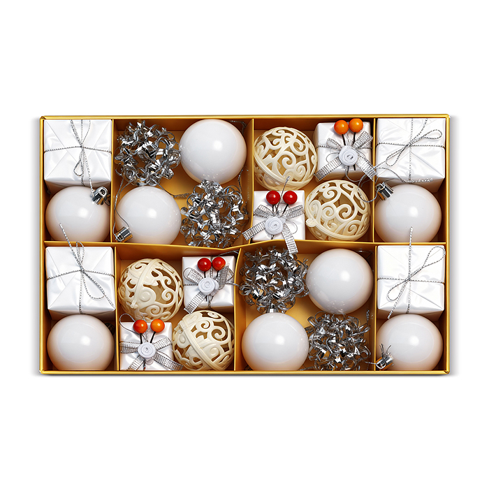 Набор новогодних украшений S2534 "Морозные мотивы" (24шт х 5см)