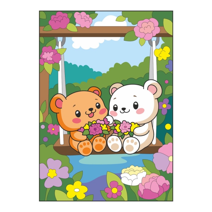 Картина по номерам для малышей на картоне 20х30 "Цветочные качели"