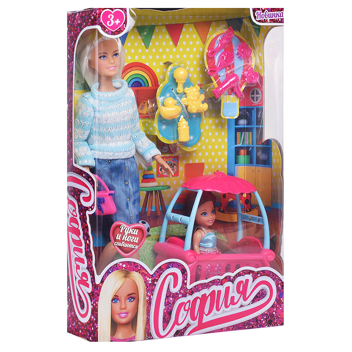 Фото к товару Кукла София с дочкой, 29 см. (руки и ноги сгиб, с аксесс.) в коробке Кукла София с дочкой, 29 см. (руки и ноги сгиб, с аксесс.) в коробке