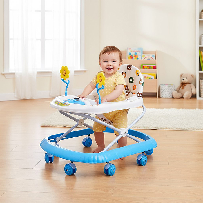 Ходунки 520-3 "Цветочки" (цвет белый/голубой)