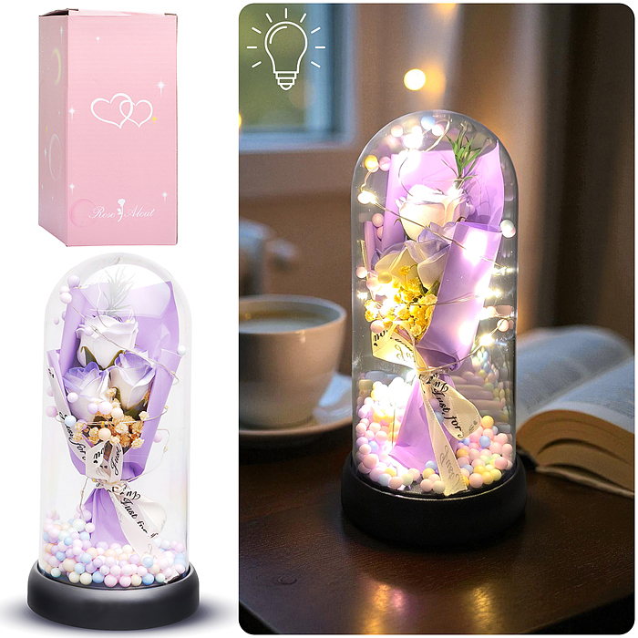 Светильник H01 "Букет роз" в коробке (сиреневый)