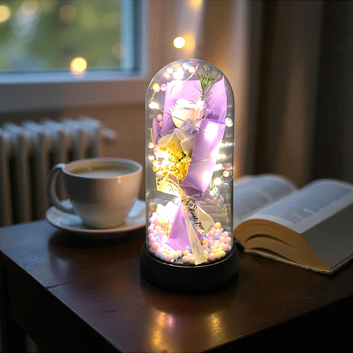Светильник H01 "Букет роз" в коробке (сиреневый)