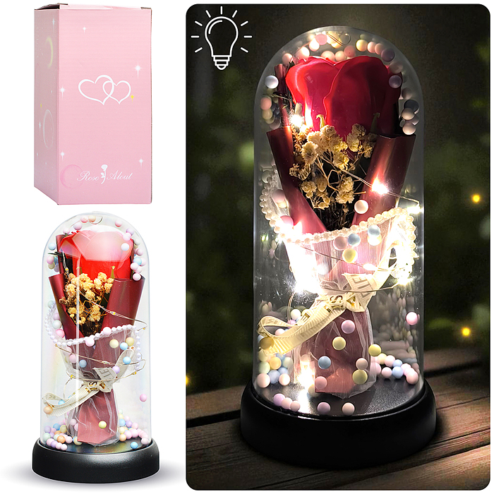 Светильник H02 "Необыкновенная роза" в коробке (красный)