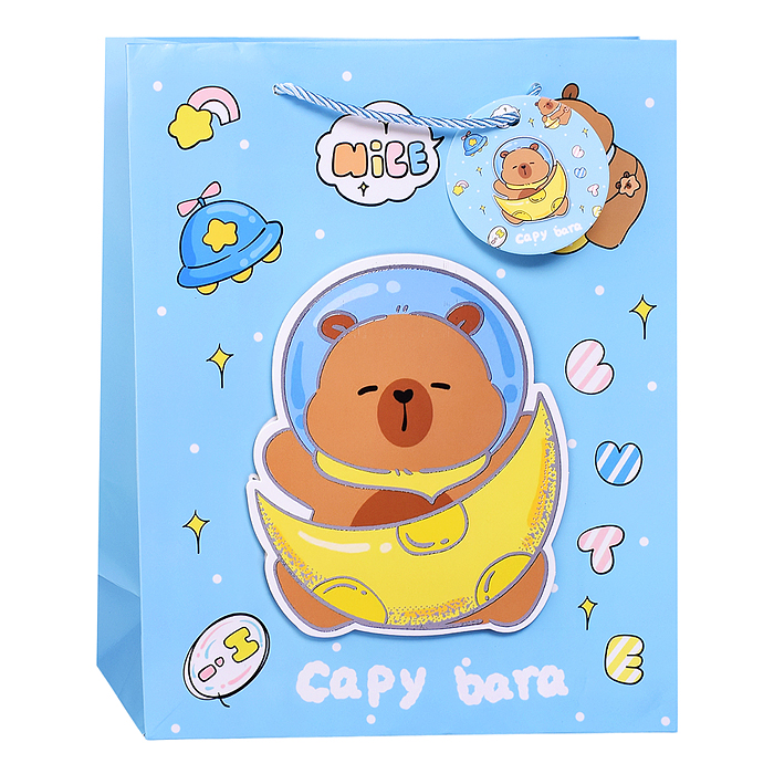 Фото к товару Пакет подарочный 00-7446 "Капибара" 26*32*10см Пакет подарочный 00-7446 "Капибара" 26*32*10см