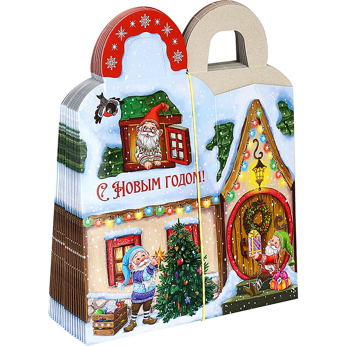 Коробка для конфет Домик "В гостях у Гномиков" (1000 гр) 