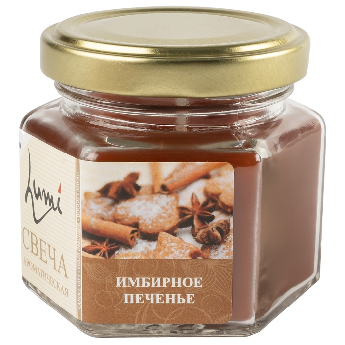 Свеча ароматическая в банке "Имбирное печенье" 5х6 см, 1 шт. с держат.