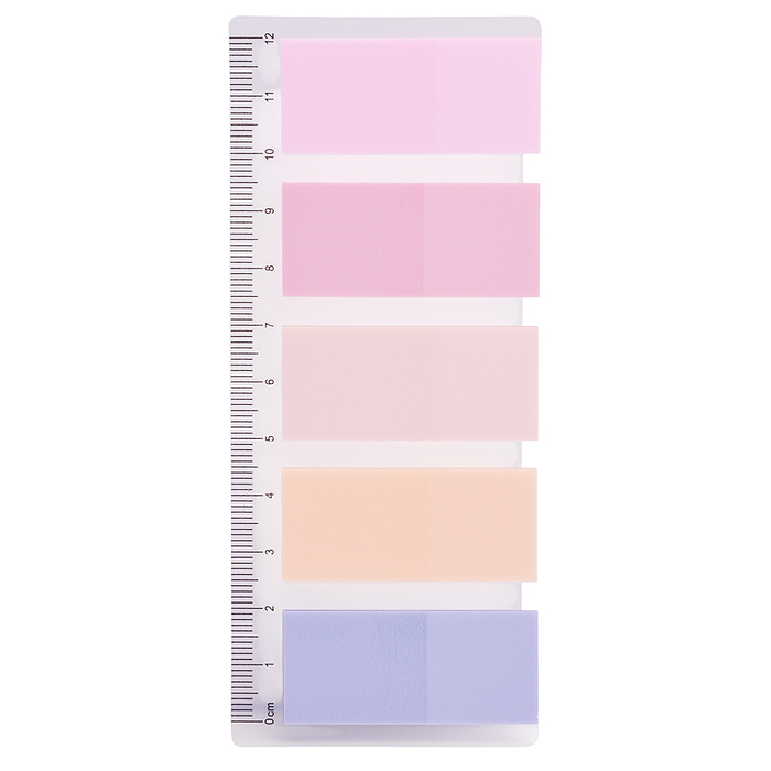 Набор самоклеящихся этикеток-закладок "Pastel" пластиковые полупрозрачные, 44x20 мм, 5x20 листов