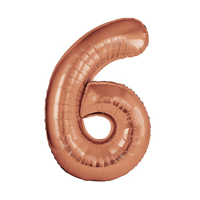 Шар (40''/102 см) Цифра, 6 Slim, Бронза, Металлик, 1 шт. в уп.