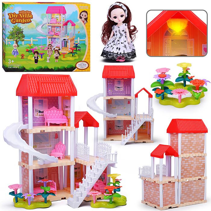 Дом для куклы 666-B7A-8 "Моя вилла" с мебелью, в коробке