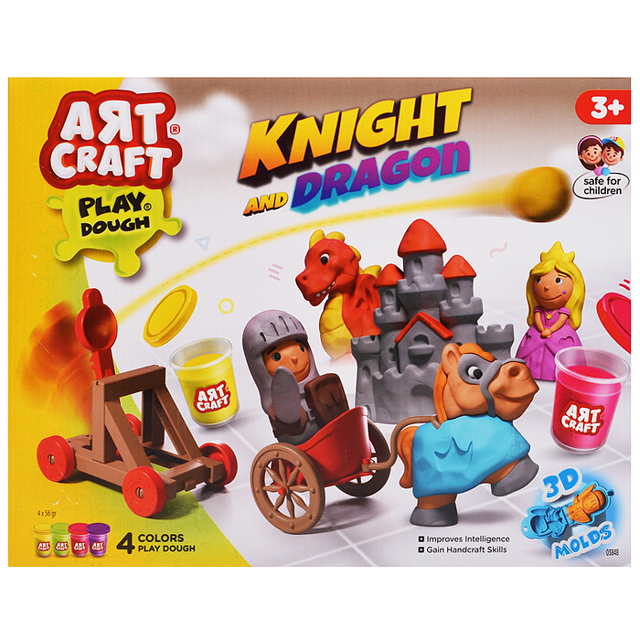 Набор для лепки "Рыцари и драконы" тесто 4х56г