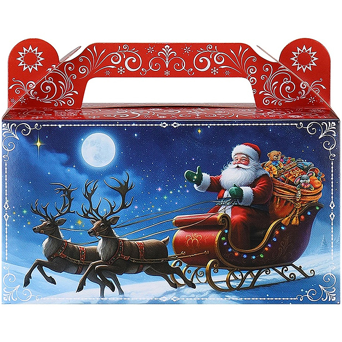 Коробка для конфет "Дед Мороз везет подарки" 500г