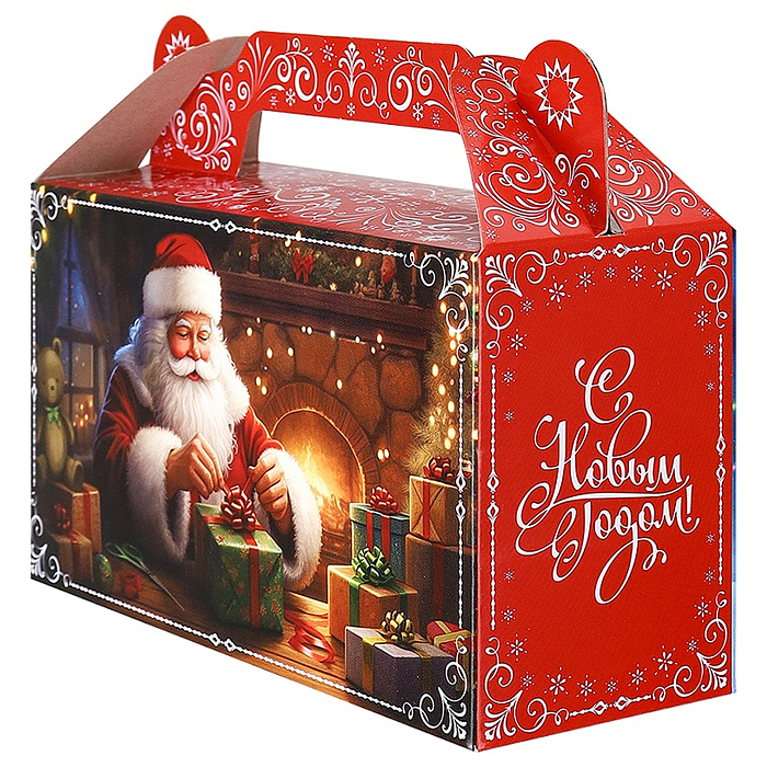 Коробка для конфет "Дед Мороз везет подарки" 500г