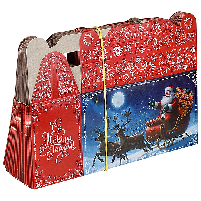 Коробка для конфет "Дед Мороз везет подарки" 500г