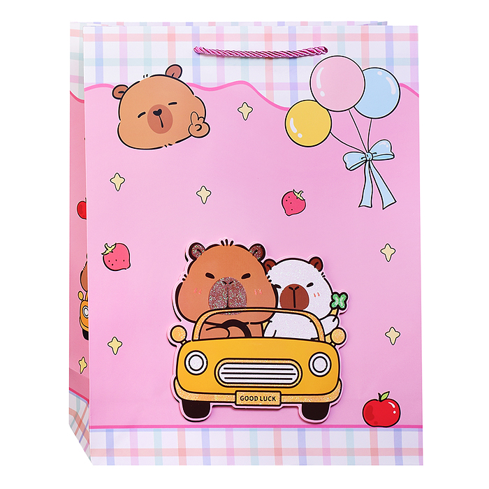 Фото к товару Пакет подарочный 00-7415 "Милая капибара" 31*12*40см Пакет подарочный 00-7415 "Милая капибара" 31*12*40см