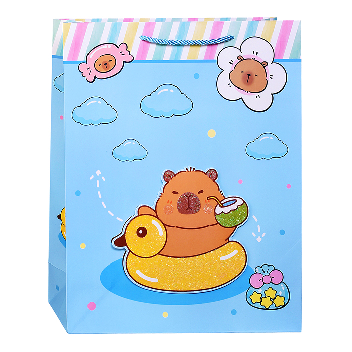 Фото к товару Пакет подарочный 00-7415 "Милая капибара" 31*12*40см Пакет подарочный 00-7415 "Милая капибара" 31*12*40см