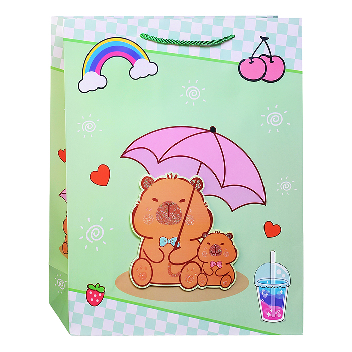 Фото к товару Пакет подарочный 00-7415 "Милая капибара" 31*12*40см Пакет подарочный 00-7415 "Милая капибара" 31*12*40см