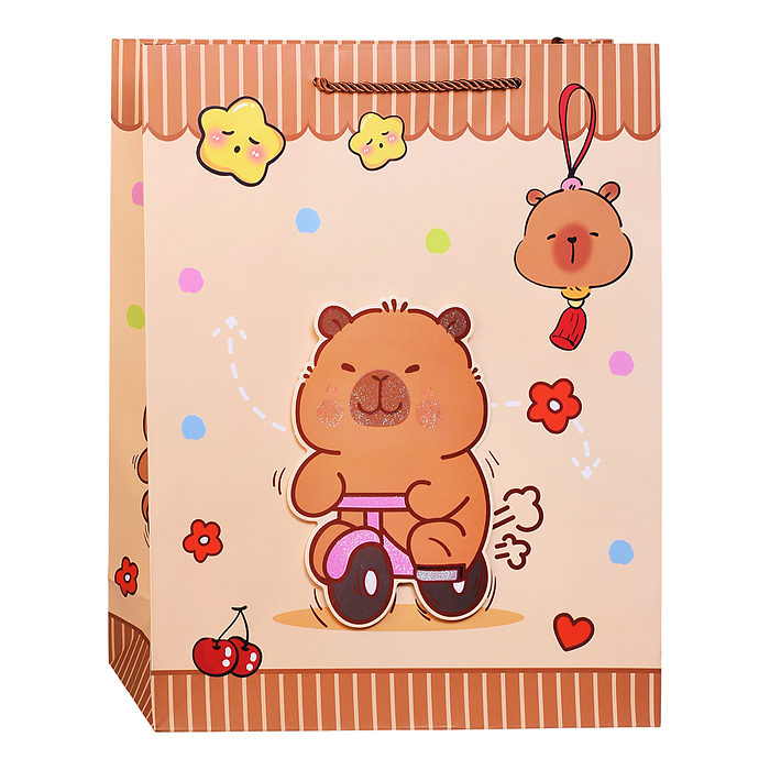 Фото к товару Пакет подарочный 00-7415 "Милая капибара" 31*12*40см Пакет подарочный 00-7415 "Милая капибара" 31*12*40см