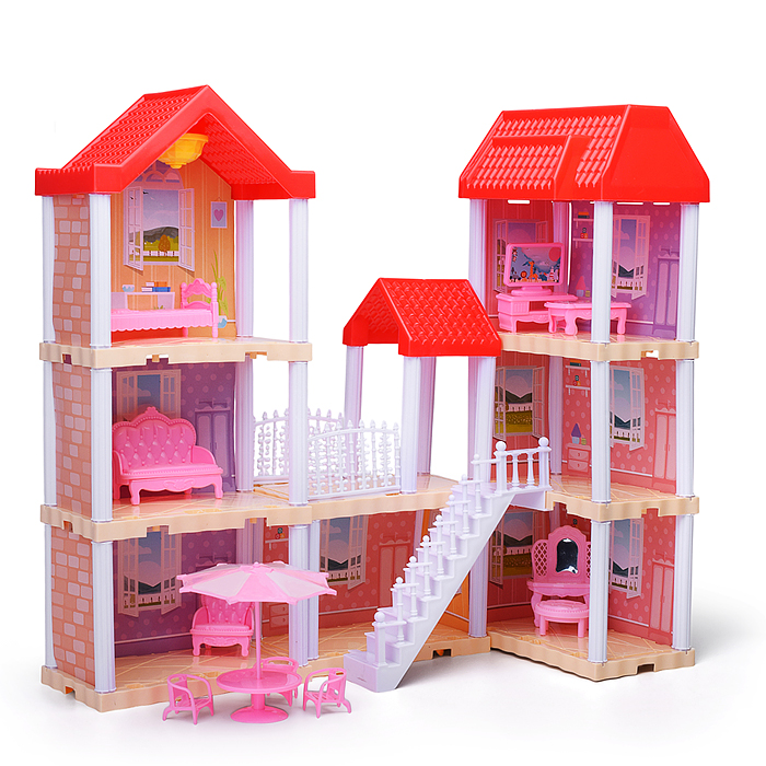 Дом для куклы 666-B5A-6 "Дачный котедж" с мебелью, в коробке