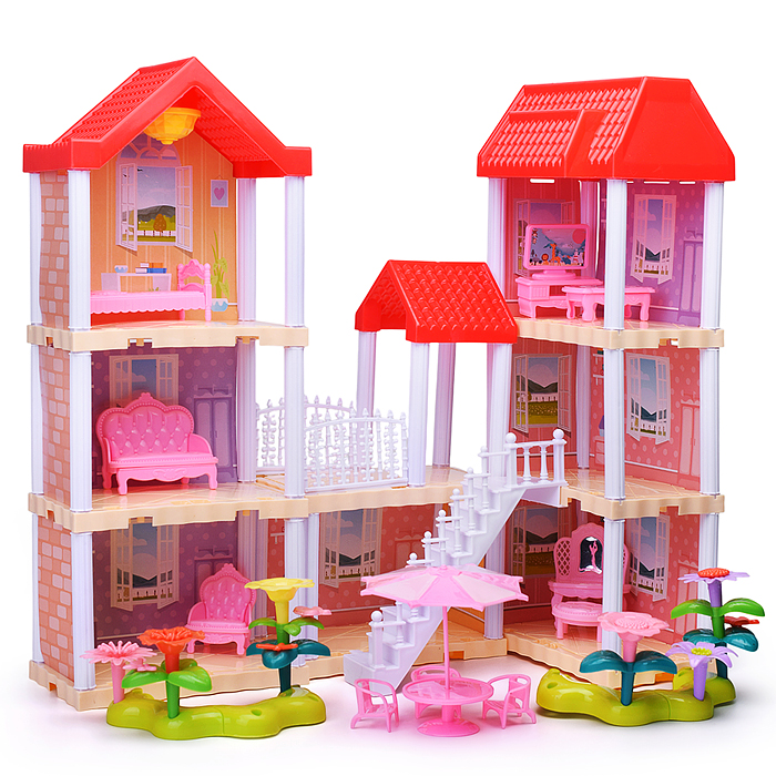 Дом для куклы 666-B5A-6 "Дачный котедж" с мебелью, в коробке