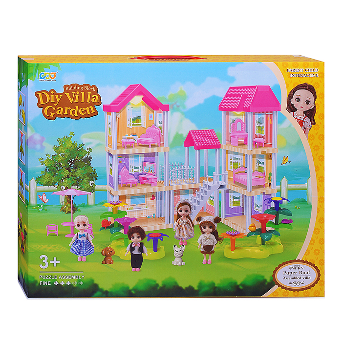 Дом для куклы 666-B5A-6 "Дачный котедж" с мебелью, в коробке