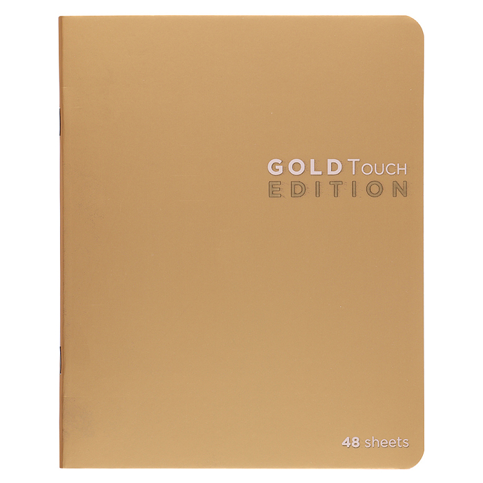 Тетрадь 48л. клетка А5 "ГолдТач" скрепка S Премиум фольга (Золото)