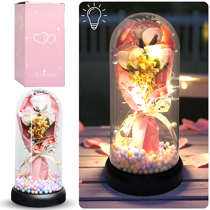 Светильник H01 "Букет роз" в коробке (розовый)