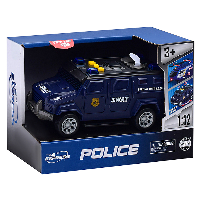 Машина WY1133B "Спецагент" 1:32 (свет, звук) в коробке